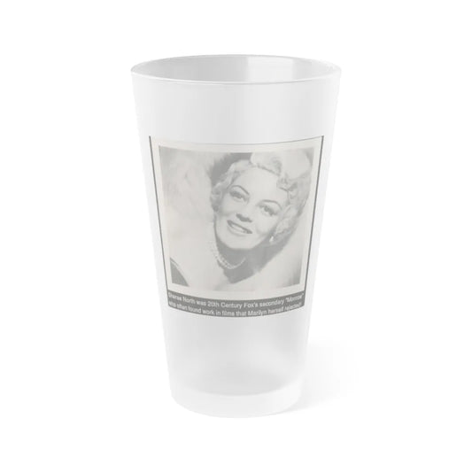 Sheree North #341 - 3x5 Small B&W Glamour Portriat Clipping with, Caption from 1950's Movie Star Magazine (Vintage Female Icon) Frosted Pint Glass 16oz-16oz-Frosted-Go Mug Yourself