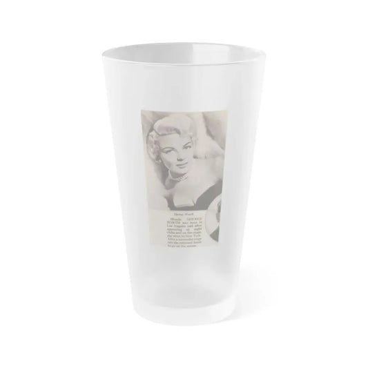 Sheree North #342 - 2.5x4.25 Small B&W Glamour Portriat Clipping with, Caption from 1950's Movie Star Magazine (Vintage Female Icon) Frosted Pint Glass 16oz 16oz Frosted - Go Mug Yourself