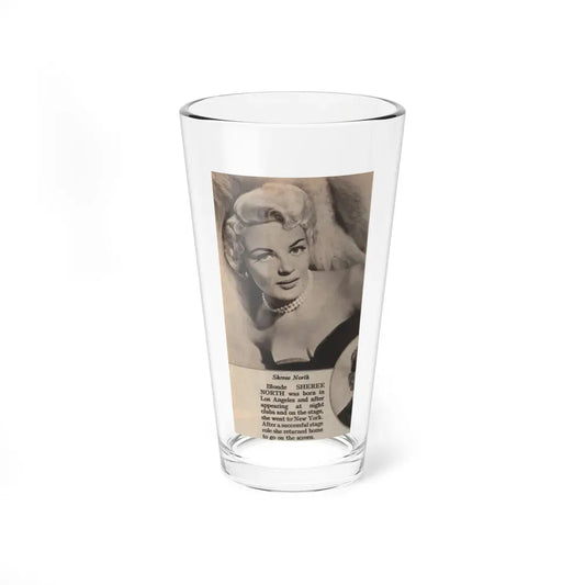 Sheree North #342 - 2.5x4.25 Small B&W Glamour Portriat Clipping with, Caption from 1950's Movie Star Magazine (Vintage Female Icon) Pint Glass 16oz 16oz - Go Mug Yourself