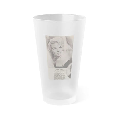 Sheree North #342 - 2.5x4.25 Small B&W Glamour Portriat Clipping with, Caption from 1950's Movie Star Magazine (Vintage Female Icon) Frosted Pint Glass 16oz-16oz-Frosted-Go Mug Yourself