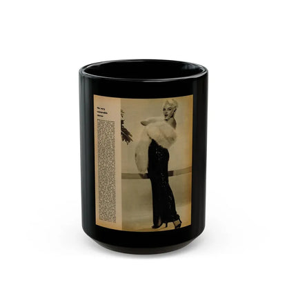 Sheree North #343 - 1 8x10 Page of B&W Glamour Photo with, Short Article from Movie Star Magazine Circa 1950's (Vintage Female Icon) Black Coffee Mug 15oz - Go Mug Yourself