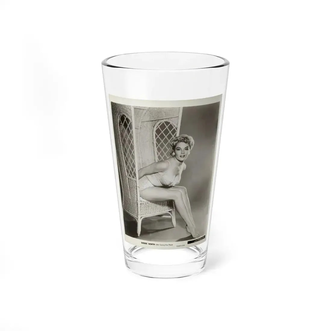 Sheree North #347 - 8x10 B&W Vintage Full Body 2-Piece Bikini Cheesecake Photo (Vintage Female Icon) Pint Glass 16oz 16oz - Go Mug Yourself