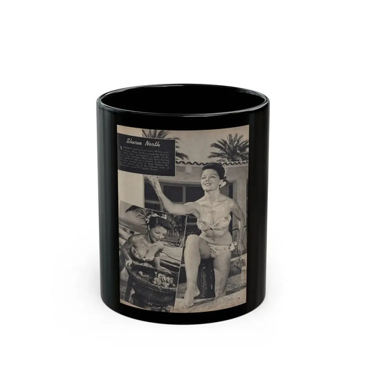 Sheree North #348 - Pages 2 of 2 with, 2 B&W Photos & Headline & Paragraph from Famous Models Mag. Sept.-Oct. '51 (Vintage Female Icon) Black Coffee Mug 11oz - Go Mug Yourself