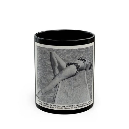 Sheree North #366 - 1 Medium B&W Cheesecake Photo in 2-Piece Bikini from on Page 7 from DE LACH Dutch Film Star Mag. 12-30-55 (Vintage Female Icon) Black Coffee Mug 11oz - Go Mug Yourself