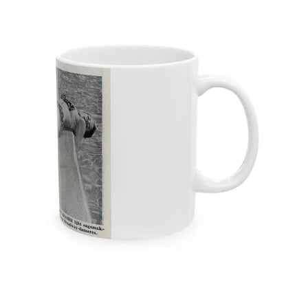 Sheree North #366 - 1 Medium B&W Cheesecake Photo in 2-Piece Bikini from on Page 7 from DE LACH Dutch Film Star Mag. 12-30-55 (Vintage Female Icon) White Coffee Mug - Go Mug Yourself