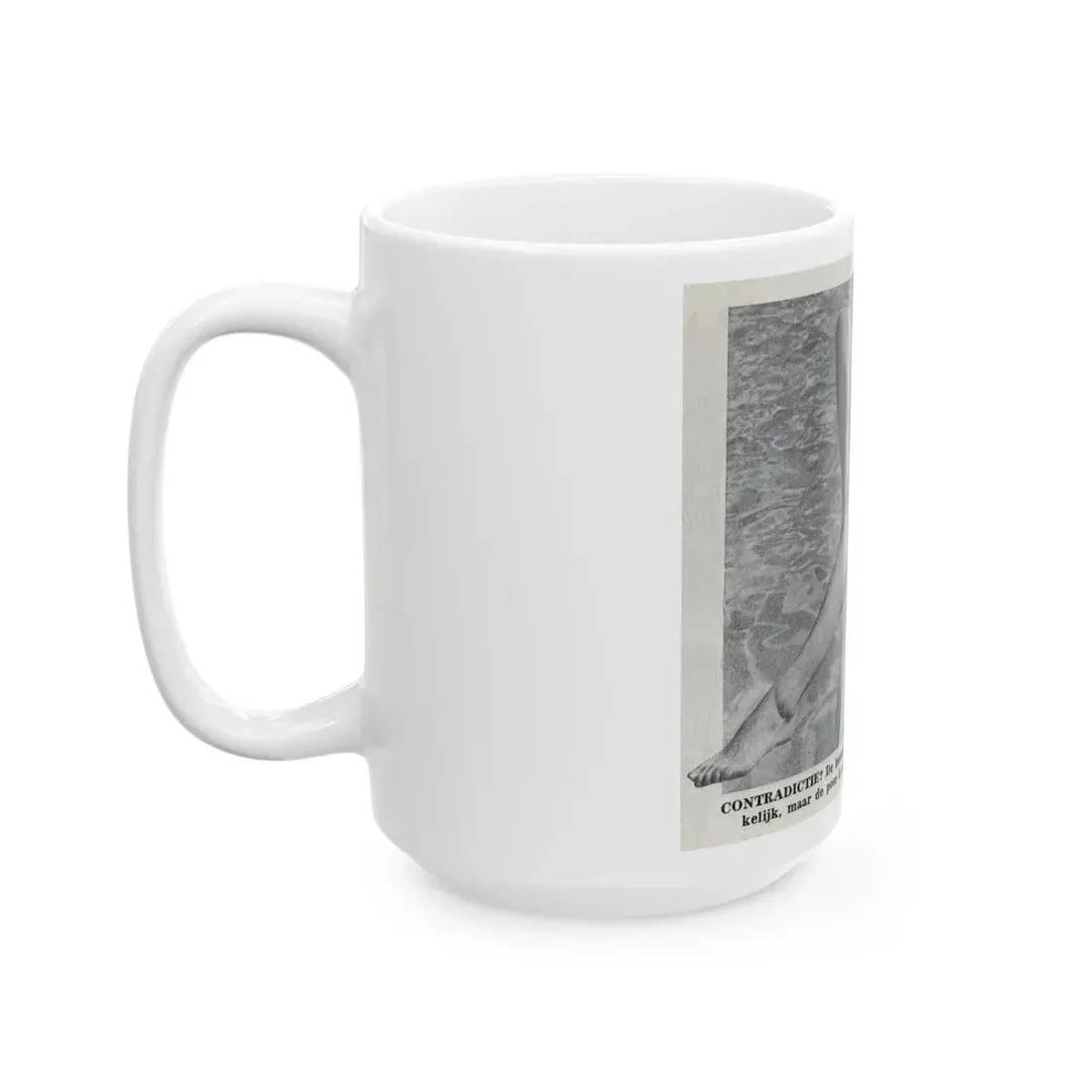 Sheree North #366 - 1 Medium B&W Cheesecake Photo in 2-Piece Bikini from on Page 7 from DE LACH Dutch Film Star Mag. 12-30-55 (Vintage Female Icon) White Coffee Mug - Go Mug Yourself