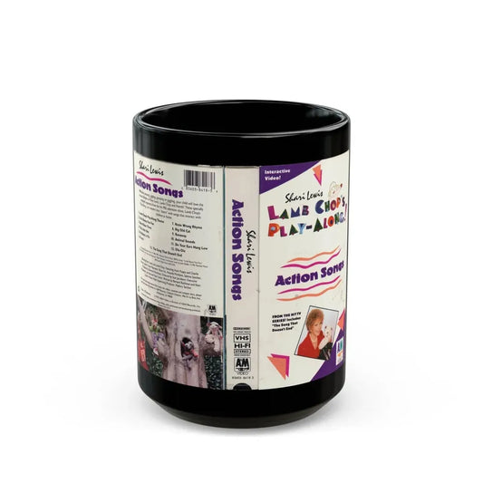 SHERI LEWIS LAMB CHOPS PLAY ALONG ACTION SONGS (VHS COVER) - Black Coffee Mug 15oz - Go Mug Yourself