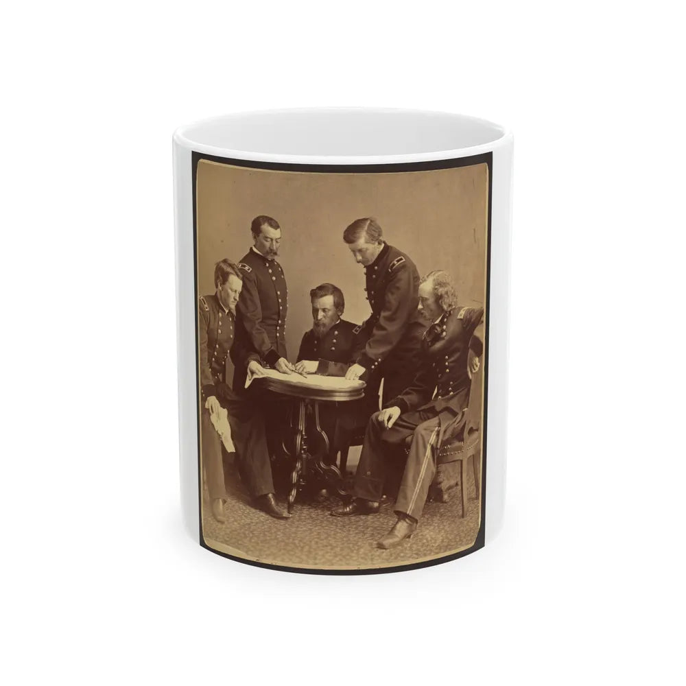 Sheridan And His Generals (U.S. Civil War) White Coffee Mug-11oz-Go Mug Yourself