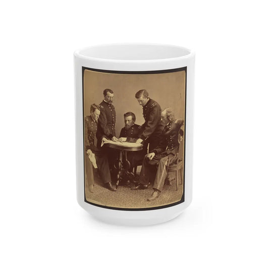 Sheridan And His Generals (U.S. Civil War) White Coffee Mug-15oz-Go Mug Yourself