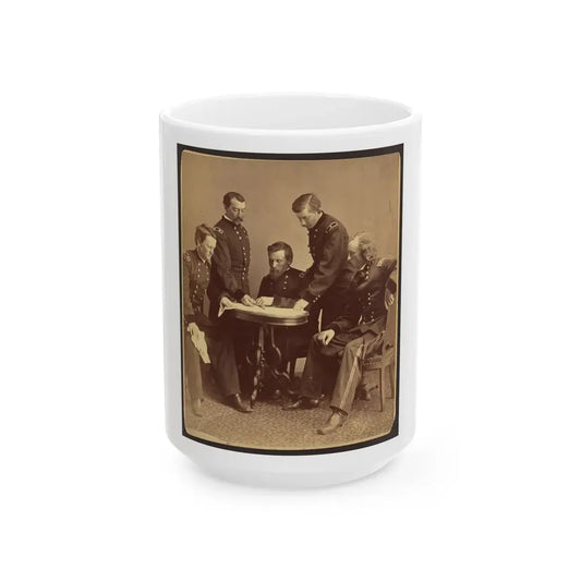 Sheridan And His Generals (U.S. Civil War) White Coffee Mug 15oz - Go Mug Yourself