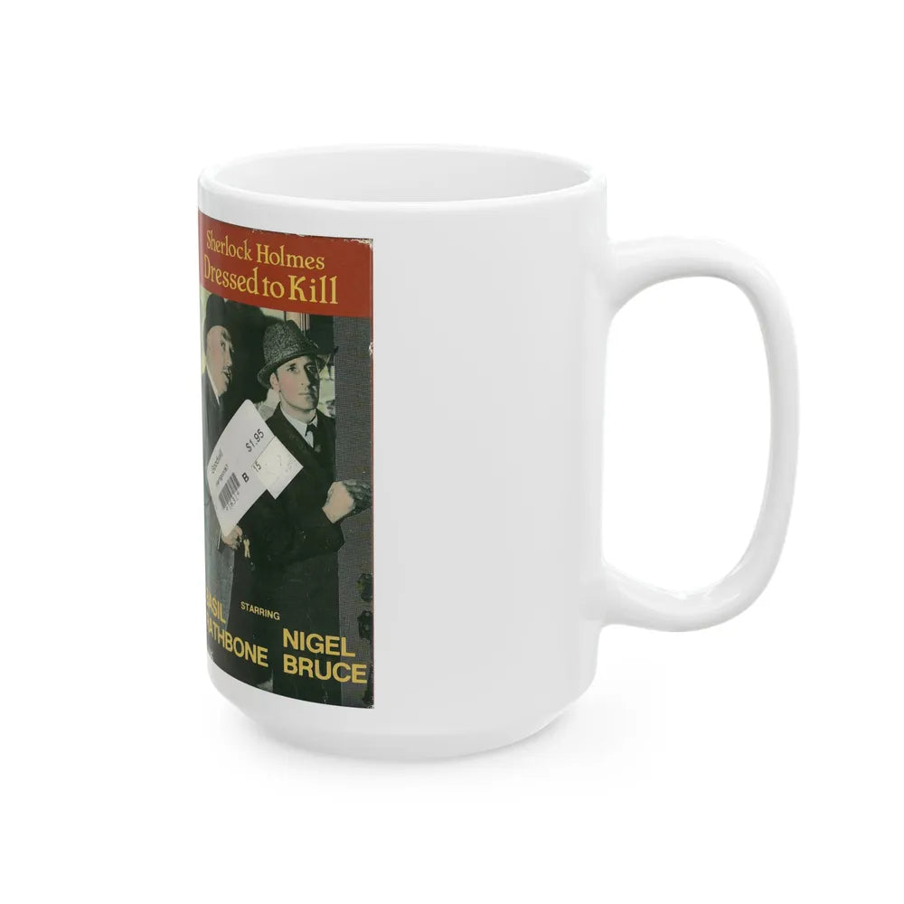 SHERLOCK HOLMES DRESSED TO KILL BASIL RATHBONE NIGEL BRUCE (VHS COVER) - White Coffee Mug-Go Mug Yourself