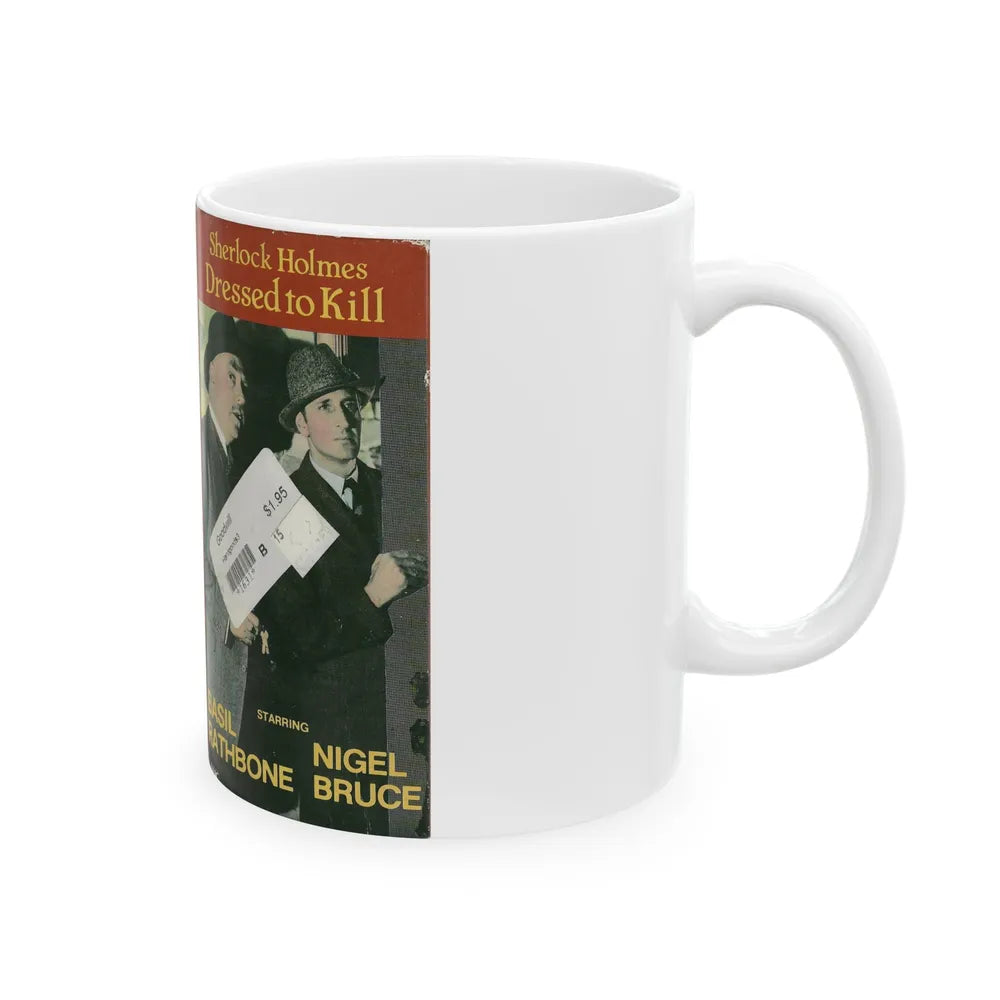 SHERLOCK HOLMES DRESSED TO KILL BASIL RATHBONE NIGEL BRUCE (VHS COVER) - White Coffee Mug-Go Mug Yourself