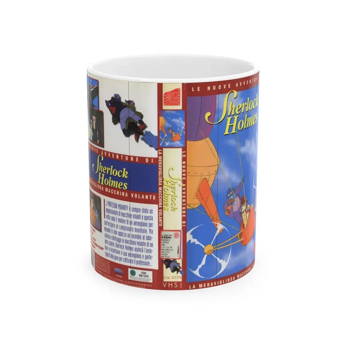 SHERLOCK HOLMES FRENCH CARTOON (VHS COVER) - White Coffee Mug 11oz - Go Mug Yourself