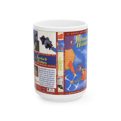 SHERLOCK HOLMES FRENCH CARTOON (VHS COVER) - White Coffee Mug 15oz - Go Mug Yourself
