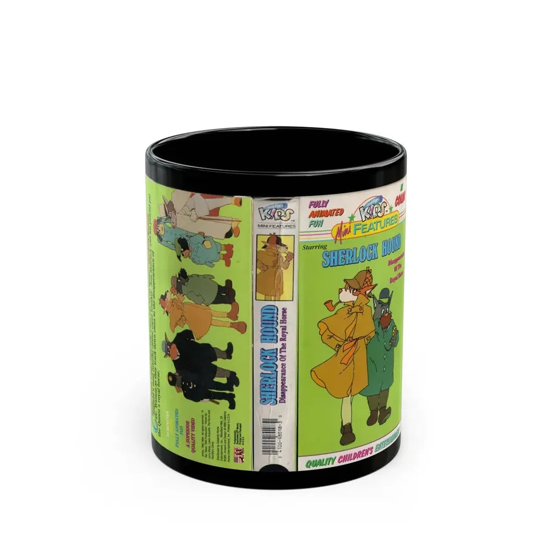 SHERLOCK HOUND DISAPPEARANCE OF THE ROYAL HORSE (VHS COVER) - Black Coffee Mug 11oz - Go Mug Yourself