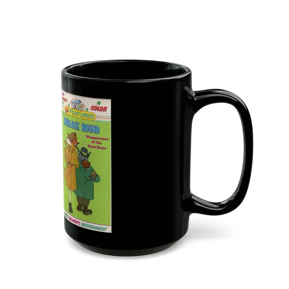 SHERLOCK HOUND DISAPPEARANCE OF THE ROYAL HORSE (VHS COVER) - Black Coffee Mug - Go Mug Yourself