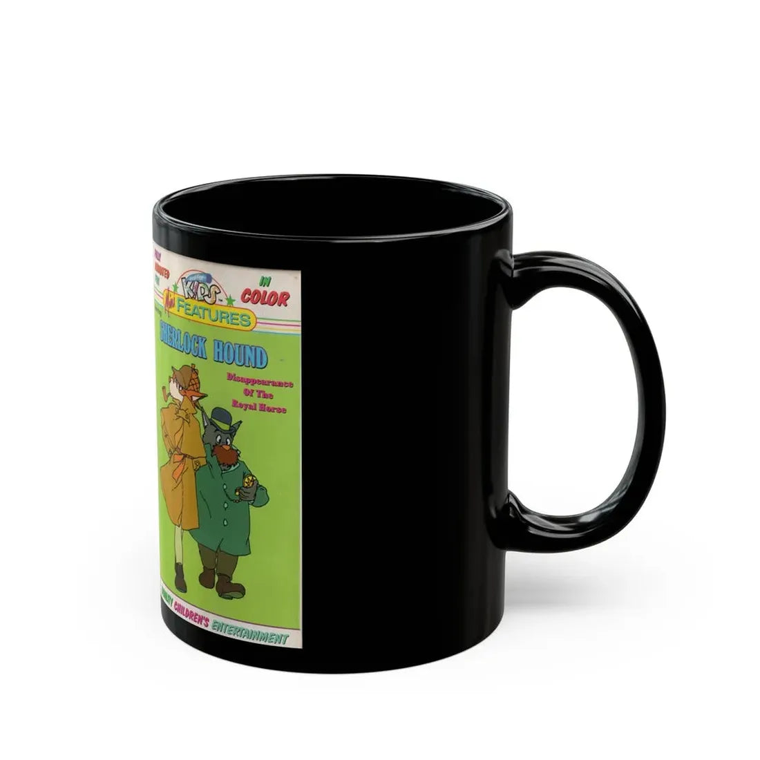 SHERLOCK HOUND DISAPPEARANCE OF THE ROYAL HORSE (VHS COVER) - Black Coffee Mug - Go Mug Yourself