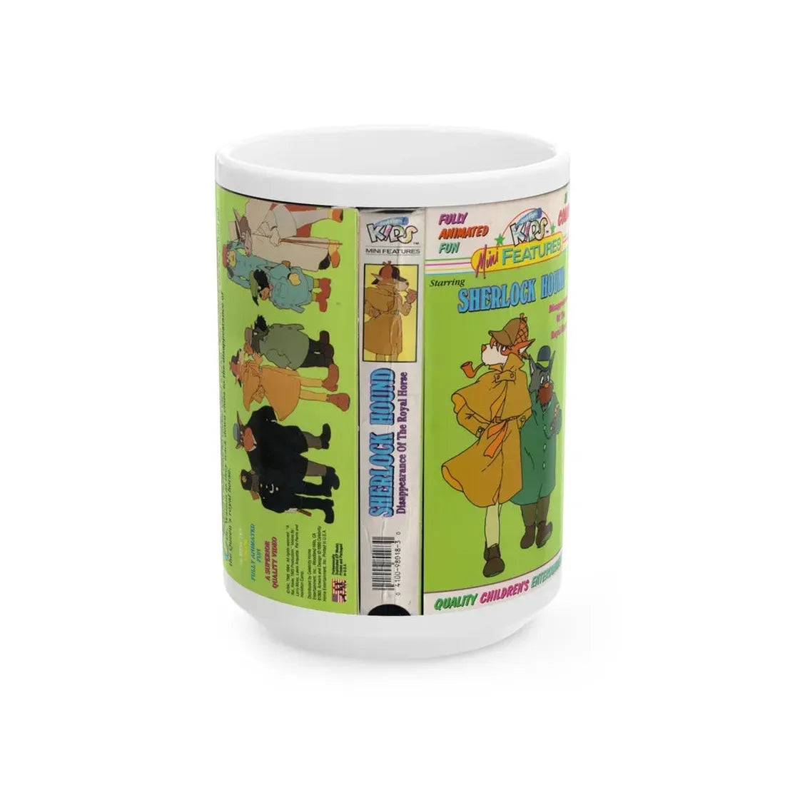 SHERLOCK HOUND DISAPPEARANCE OF THE ROYAL HORSE (VHS COVER) - White Coffee Mug 15oz - Go Mug Yourself