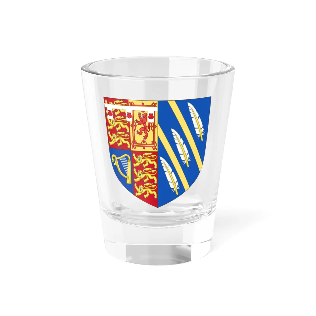 Shield of arms of Meghan Duchess of Sussex (United Kingdom) (Coat of Arms) Shot Glass 1.5oz 1.5oz - Go Mug Yourself