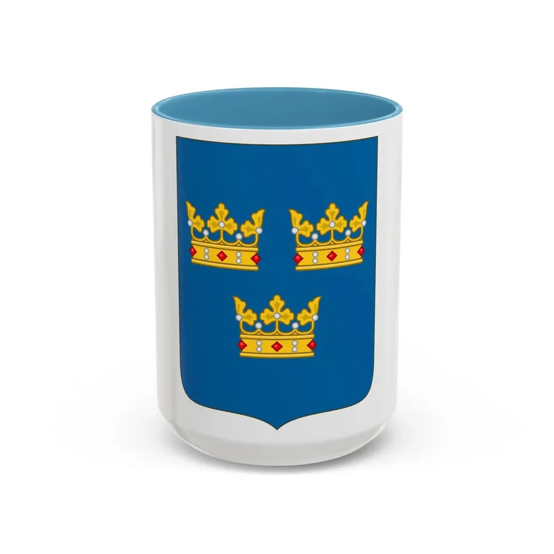 Shield of arms of Sweden - Accent Coffee Mug 15oz Light Blue - Go Mug Yourself