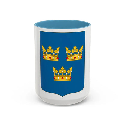 Shield of arms of Sweden - Accent Coffee Mug 15oz Light Blue - Go Mug Yourself