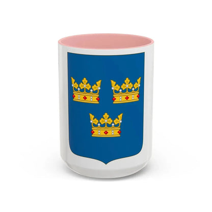 Shield of arms of Sweden - Accent Coffee Mug 15oz Pink - Go Mug Yourself
