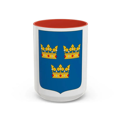 Shield of arms of Sweden - Accent Coffee Mug 15oz Red - Go Mug Yourself
