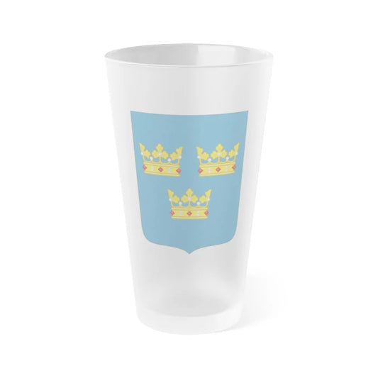 Shield of arms of Sweden - Frosted Pint Glass 16oz-16oz-Frosted-Go Mug Yourself