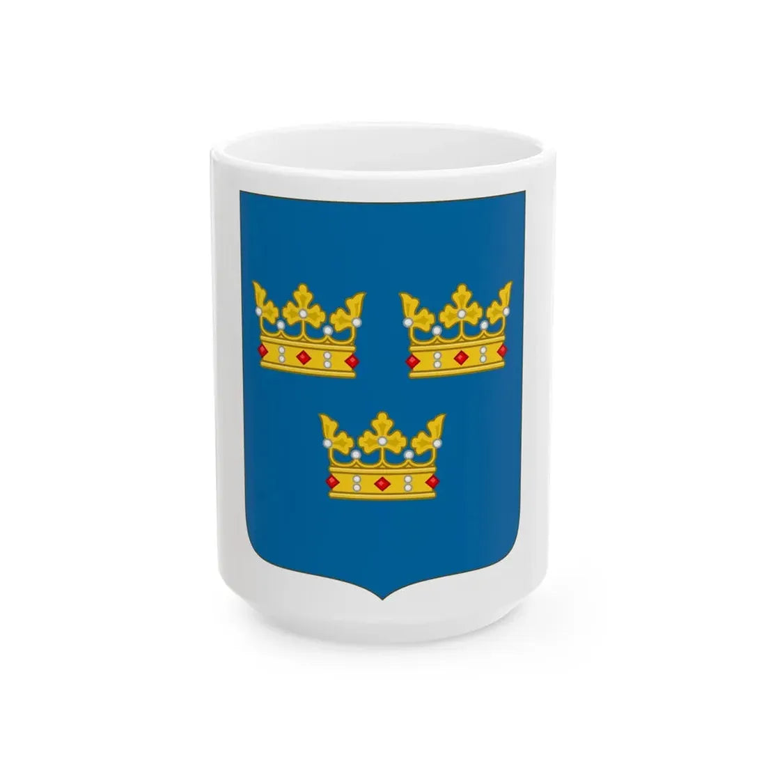 Shield of arms of Sweden - White Coffee Mug 15oz - Go Mug Yourself