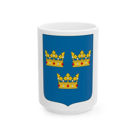 Shield of arms of Sweden - White Coffee Mug 15oz - Go Mug Yourself