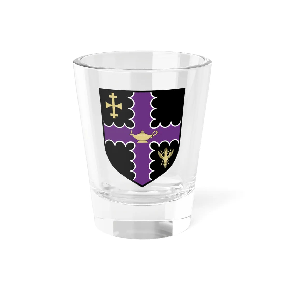 Shield of Loughborough University (United Kingdom) (Coat of Arms) Shot Glass 1.5oz 1.5oz - Go Mug Yourself
