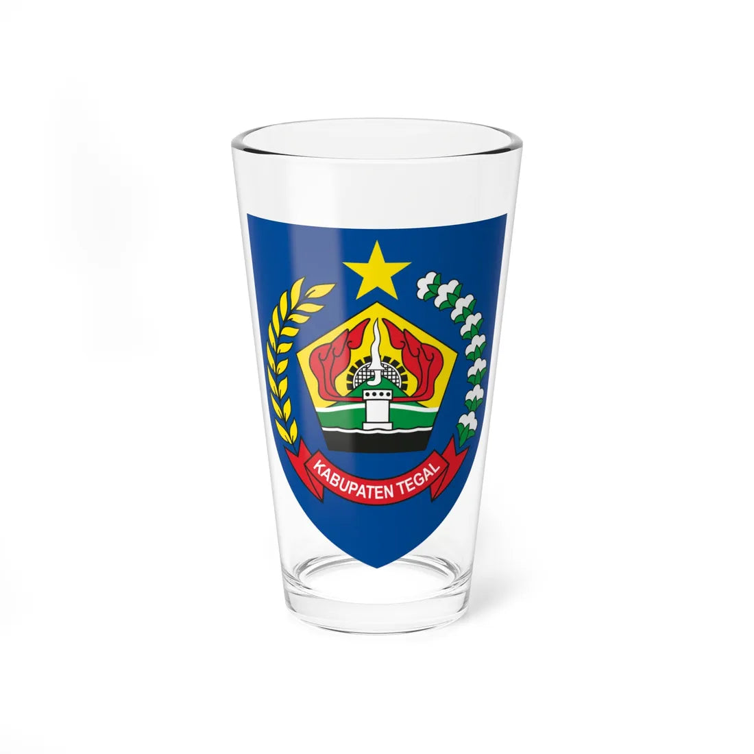 Shield of Tegal Regency (Indonesia) (Coat of Arms) Pint Glass 16oz 16oz - Go Mug Yourself