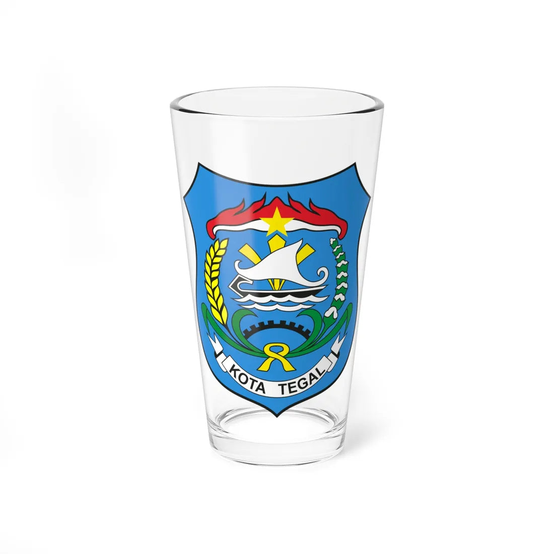 Shield of the city of Tegal (Indonesia) (Coat of Arms) Pint Glass 16oz 16oz - Go Mug Yourself