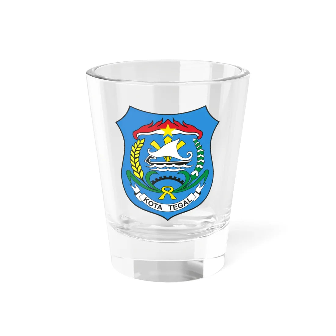 Shield of the city of Tegal (Indonesia) (Coat of Arms) Shot Glass 1.5oz 1.5oz - Go Mug Yourself