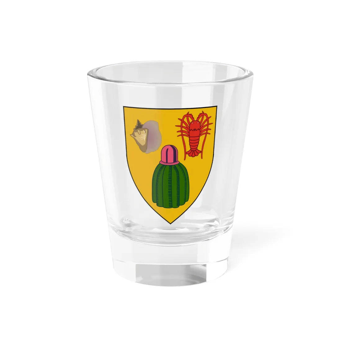 Shield of the Turks and Caicos Islands (United Kingdom) (Coat of Arms) Shot Glass 1.5oz 1.5oz - Go Mug Yourself
