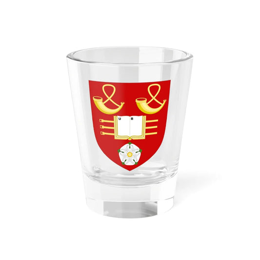 Shield of the University of Bradford (United Kingdom) (Coat of Arms) Shot Glass 1.5oz 1.5oz - Go Mug Yourself