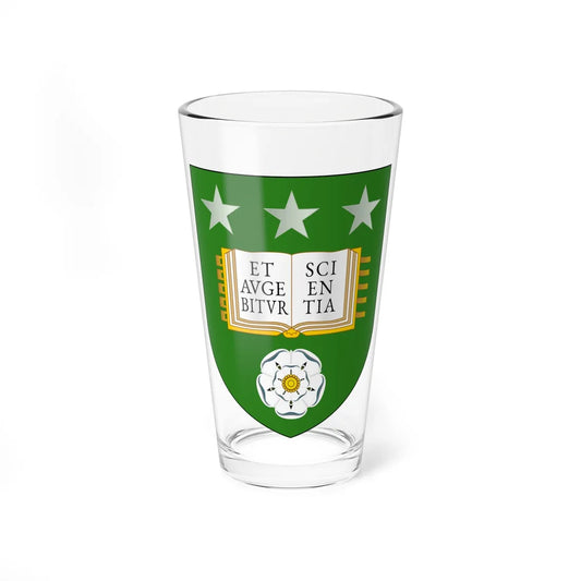 Shield of the University of Leeds (United Kingdom) (Coat of Arms) Pint Glass 16oz 16oz - Go Mug Yourself