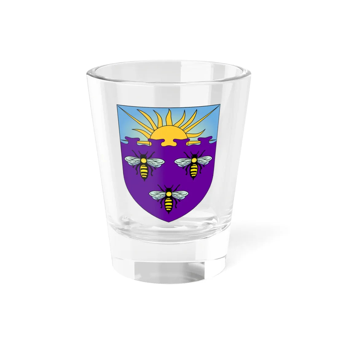 Shield of the University of Manchester (United Kingdom) (Coat of Arms) Shot Glass 1.5oz 1.5oz - Go Mug Yourself