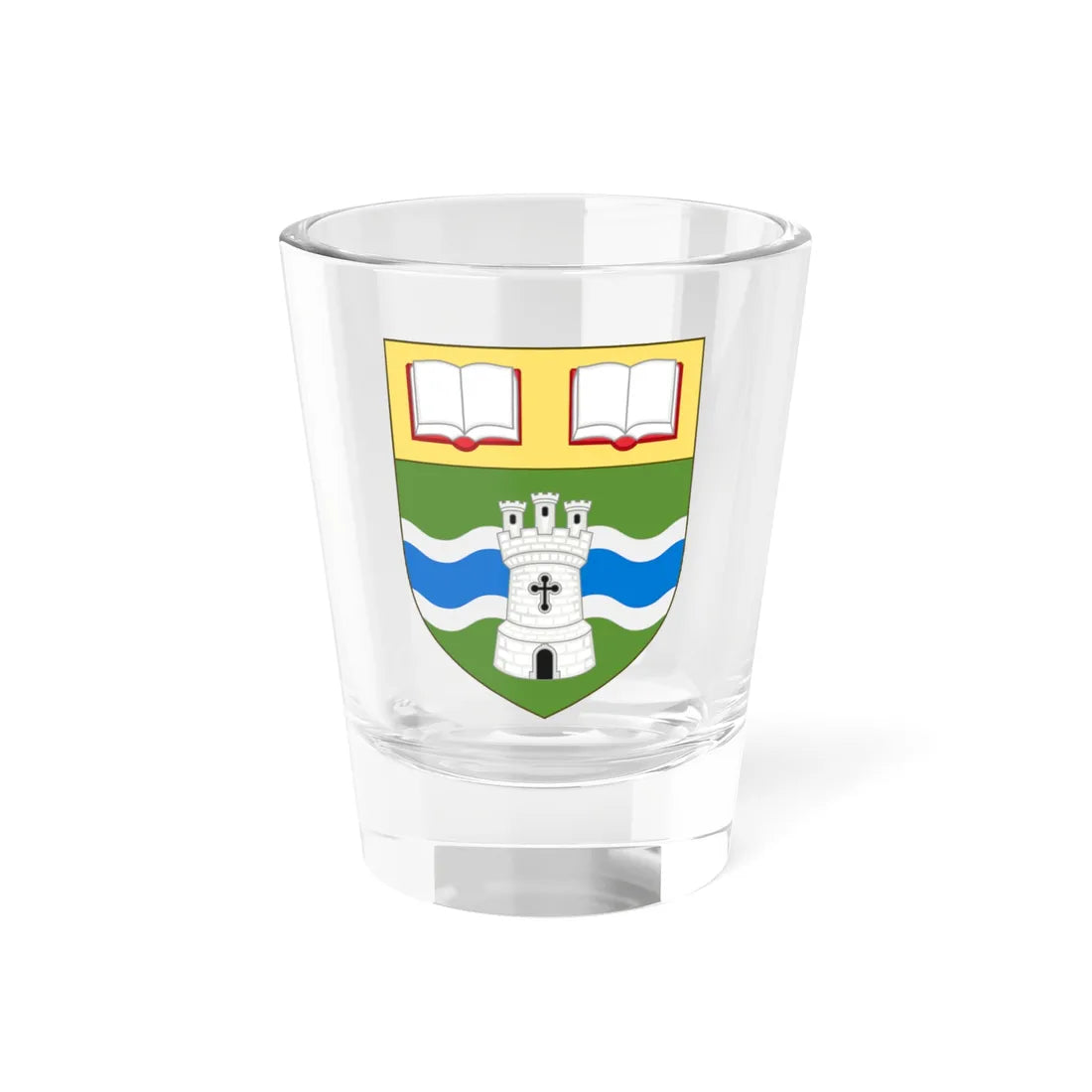 Shield of the University of Northampton (United Kingdom) (Coat of Arms) Shot Glass 1.5oz 1.5oz - Go Mug Yourself