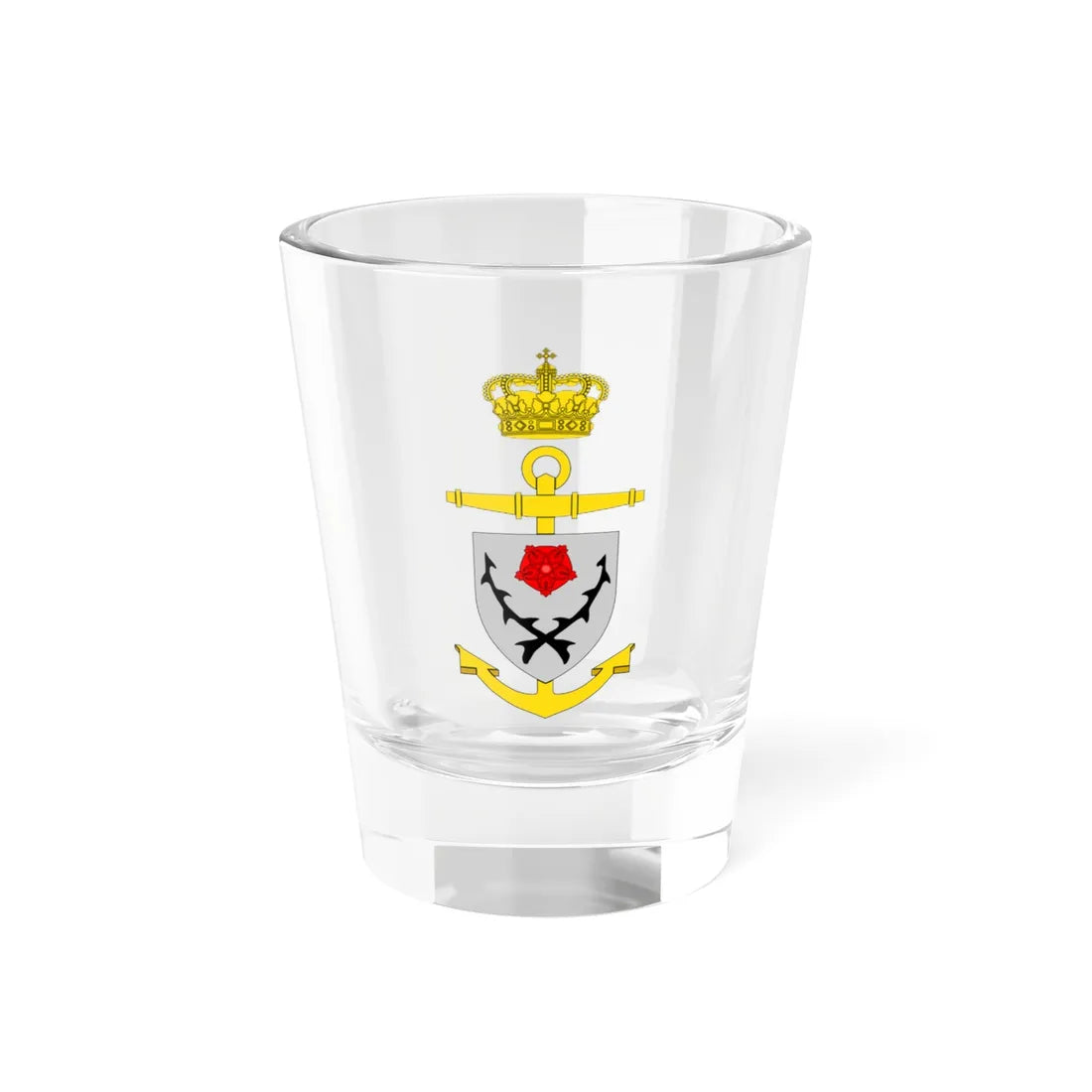 Ships badge for Flora F346 (Denmark) (Coat of Arms) Shot Glass 1.5oz 1.5oz - Go Mug Yourself