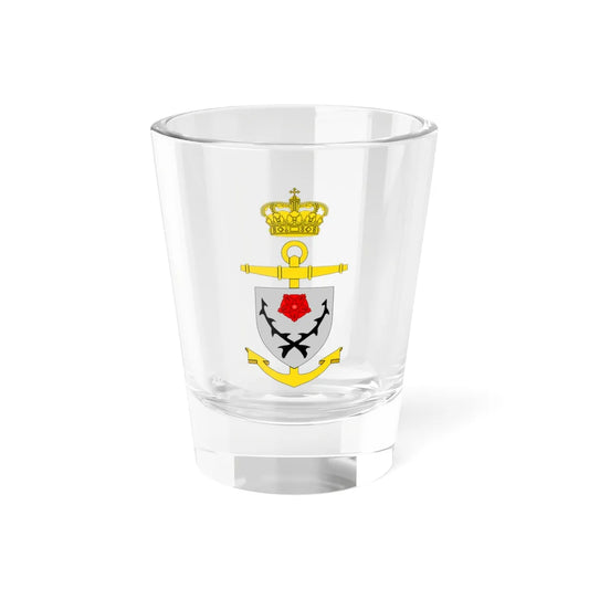 Ships badge for Flora F346 (Denmark) (Coat of Arms) Shot Glass 1.5oz 1.5oz - Go Mug Yourself