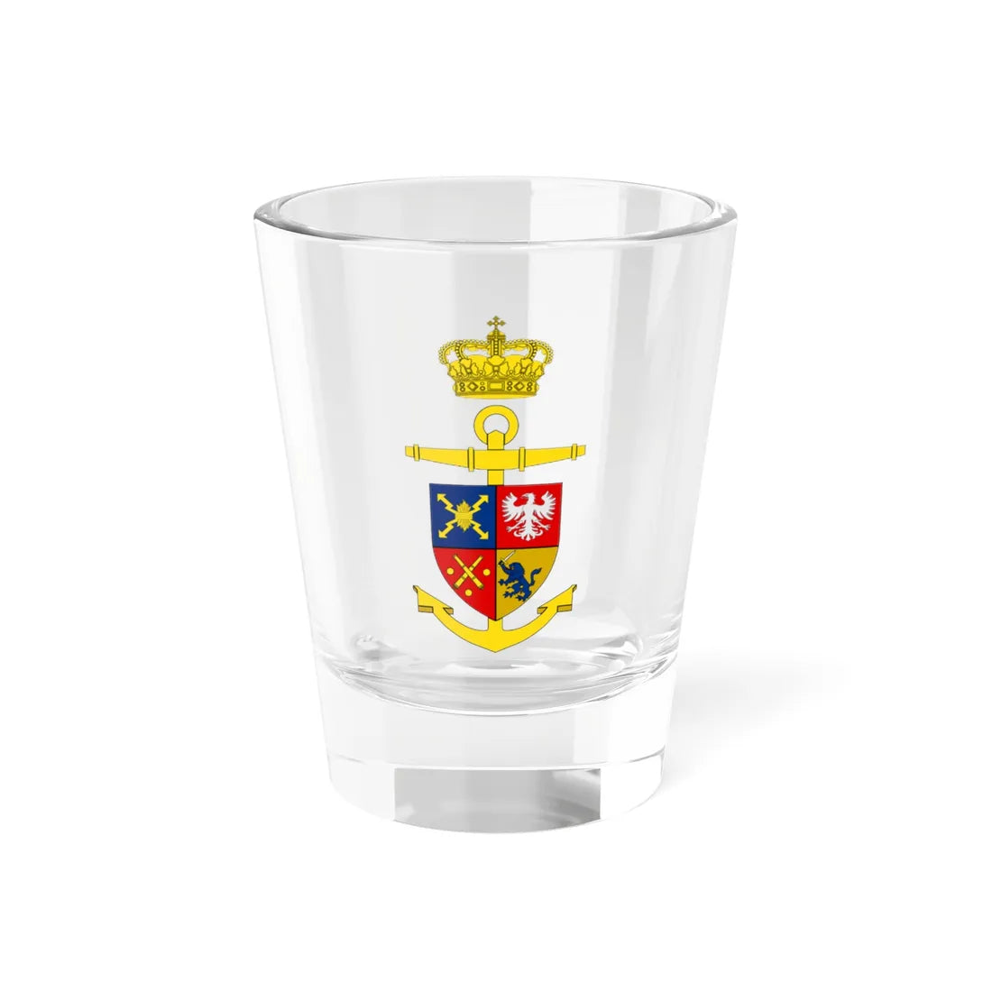 Ships badge for Peter Tordenskiold F356 (Denmark) (Coat of Arms) Shot Glass 1.5oz 1.5oz - Go Mug Yourself