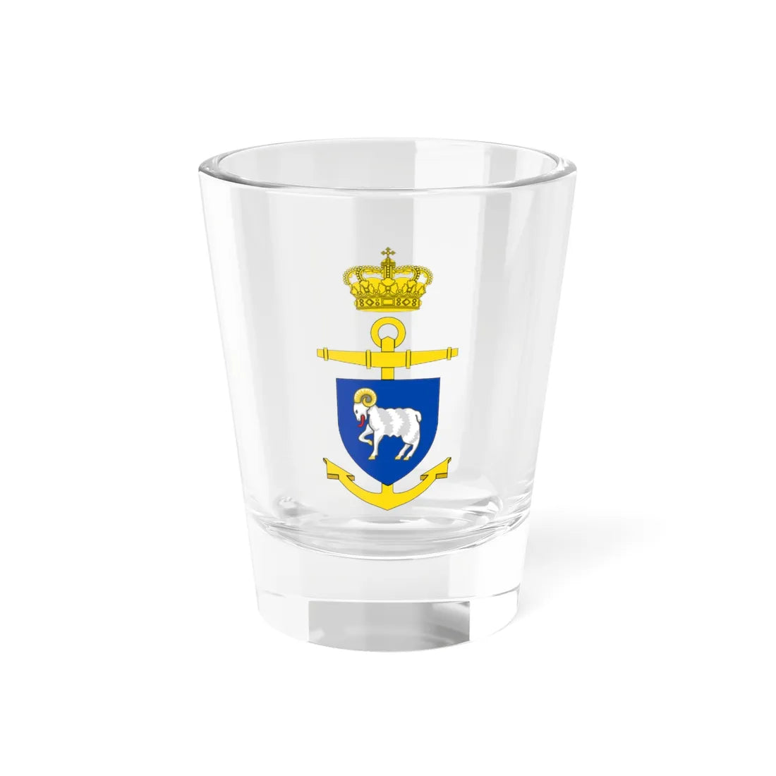 Ships badge for Vædderen F359 (Denmark) (Coat of Arms) Shot Glass 1.5oz 1.5oz - Go Mug Yourself