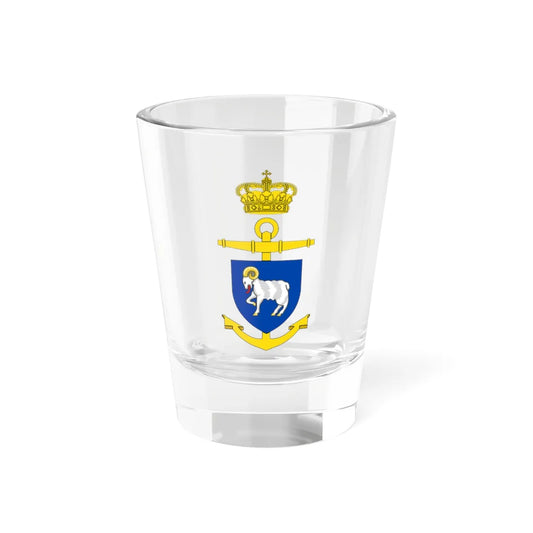 Ships badge for Vædderen F359 (Denmark) (Coat of Arms) Shot Glass 1.5oz 1.5oz - Go Mug Yourself