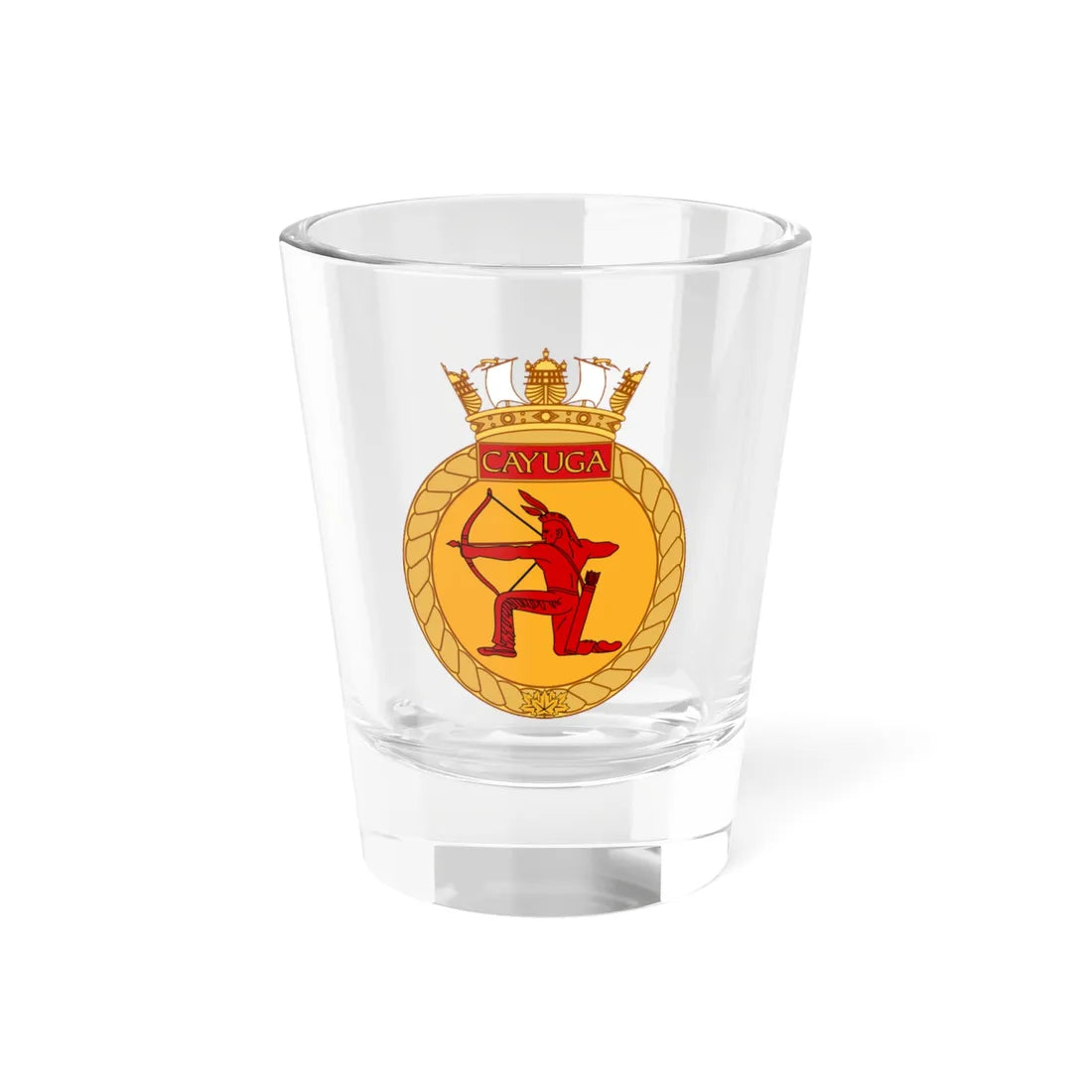 Ships Badge of HMCS Cayuga (Canada) (Coat of Arms) Shot Glass 1.5oz 1.5oz - Go Mug Yourself