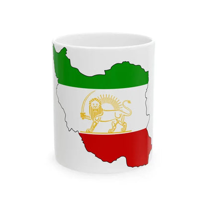 Shir-o-Khorshid Flag of Iran in map (Iran) White Coffee Mug 11oz - Go Mug Yourself