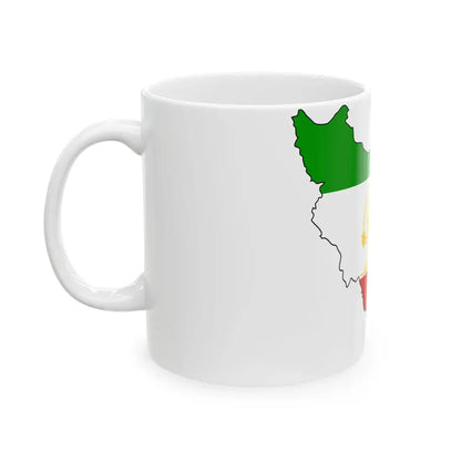 Shir-o-Khorshid Flag of Iran in map (Iran) White Coffee Mug - Go Mug Yourself