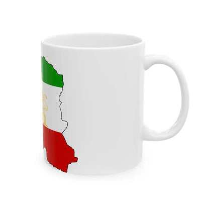 Shir-o-Khorshid Flag of Iran in map (Iran) White Coffee Mug - Go Mug Yourself