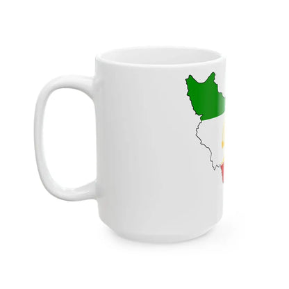 Shir-o-Khorshid Flag of Iran in map (Iran) White Coffee Mug - Go Mug Yourself