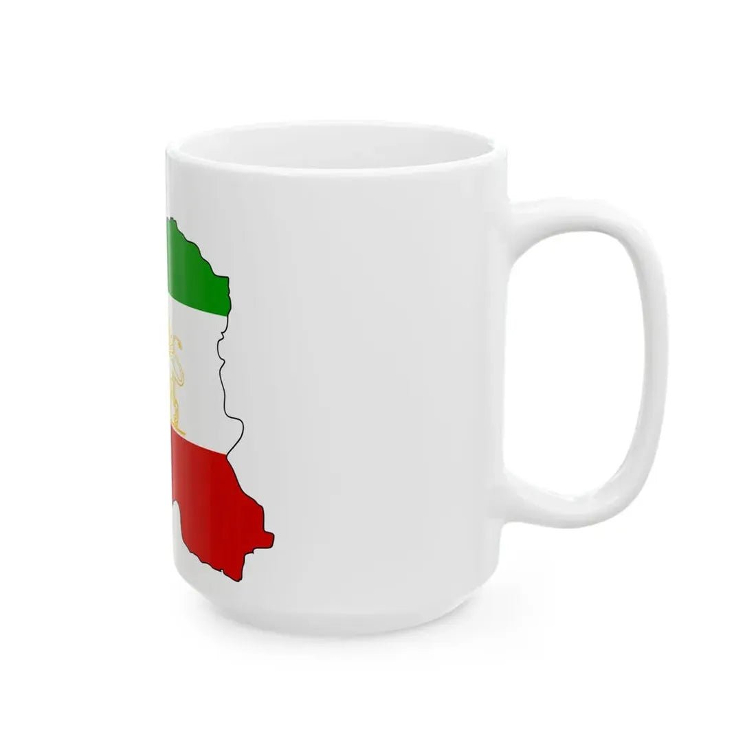 Shir-o-Khorshid Flag of Iran in map (Iran) White Coffee Mug - Go Mug Yourself